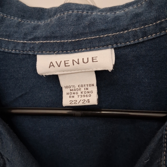 +2🛍Avenue Blue Button Down Shirt - Picture 3 of 6